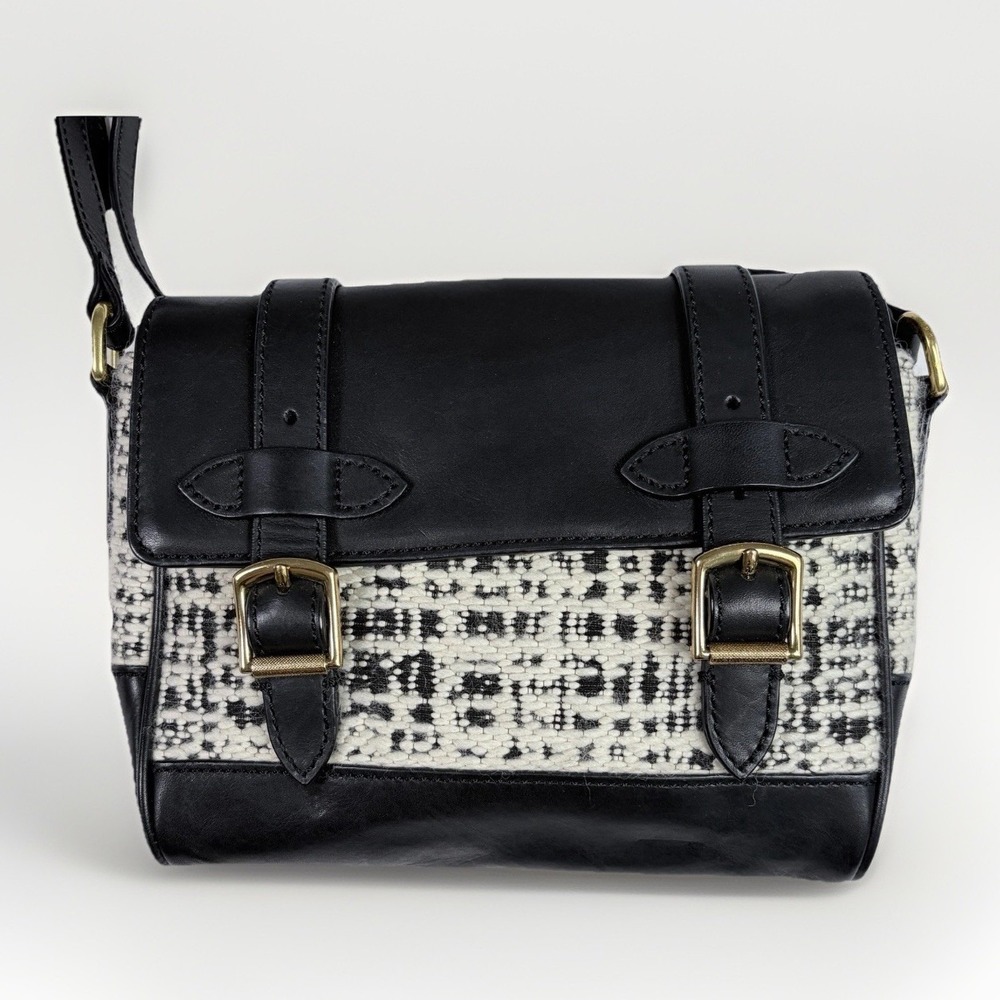 J.Crew Marlie Purse Tweed Wool Leather Magnetic Close Adjustable Strap Old Money - Picture 2 of 10